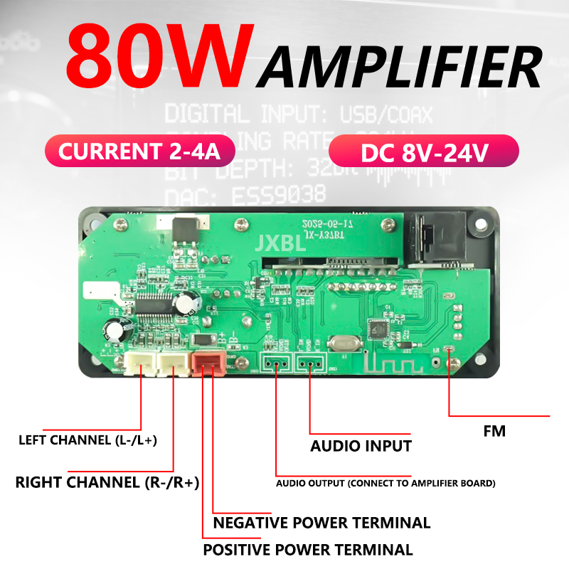 80W Bluetooth 5.0 MP3 Decoder  - огляд і ціна Audio Music Car